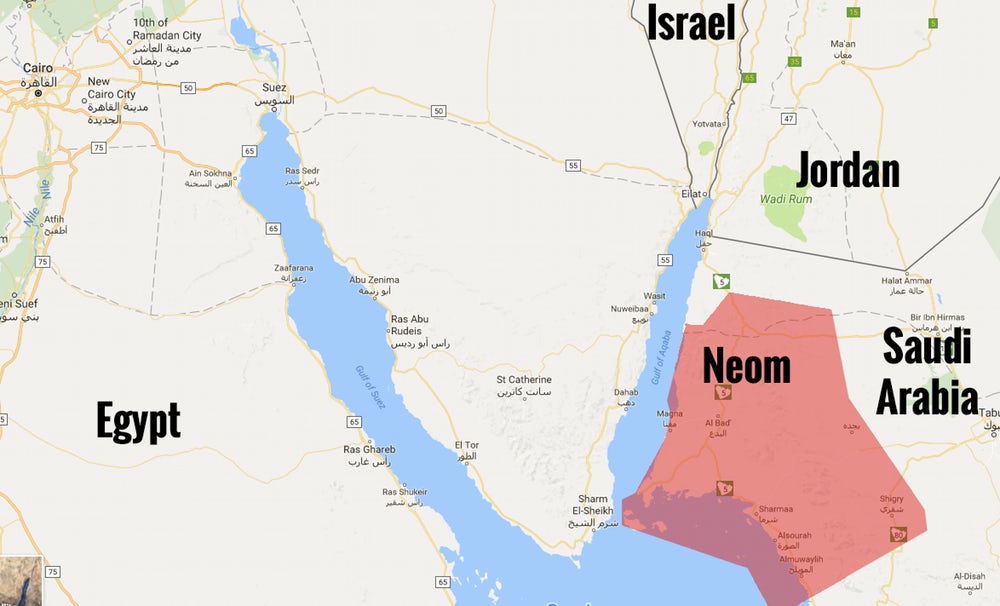 Peta lokasi NEOM. Photo: New Atlas